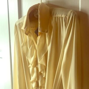 Vintage Ruffle Blouse Jumpsuit | Yellow Ivory |